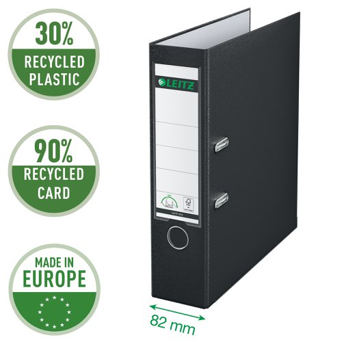 Leitz 180° Lever Arch File Plastic Patented 180° mechanism. A4, 80 mm. Black (Pack 3) 310335095 Buy online at Office 5Star or contact us Tel 01594 810081 for assistance