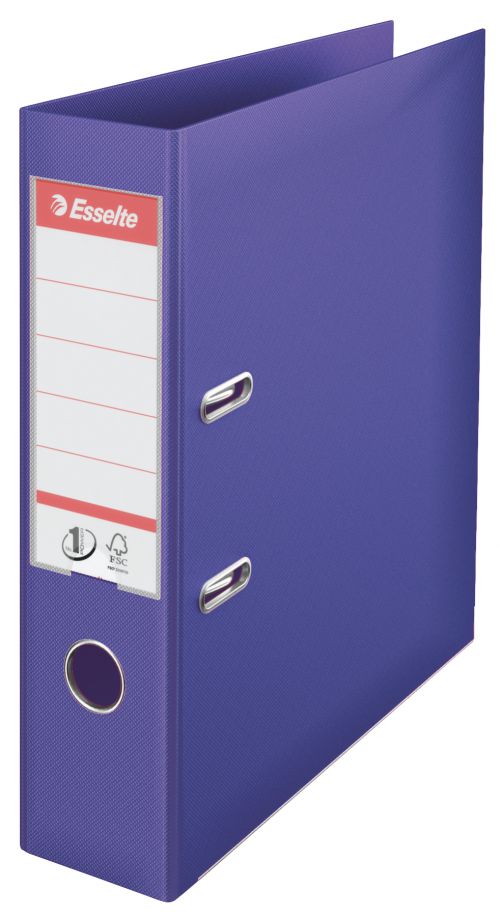 Esselte No.1 Plastic Lever Arch File A4 75mm - Violet - Outer carton of 10