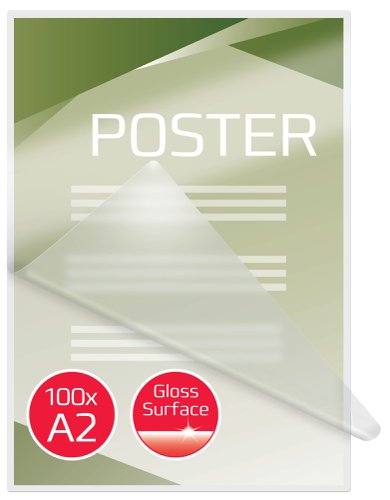 Laminating pouches are a convenient, everyday solution to protect and enhance valuable presentation pages, reference lists, product sheets, notices, photographs and certificates.125 Micron Gloss.A2 format.Pack size: 100.