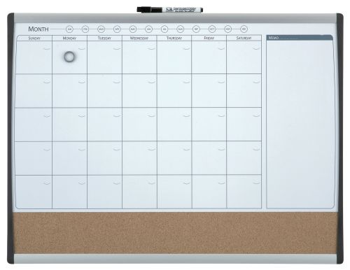 Nobo Combination Board Cork/Magnetic Whiteboard Planner Arched Frame 585x430mm 1903813 ACCO Brands