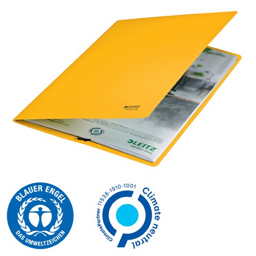 Leitz Recycle Card Folder/Elastic Bands A4 Yellow (Pack of 10) 39080015 - LZ61111