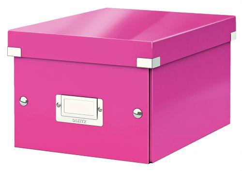 Leitz WOW Click & Store Small Storage Box.  With label holder. Pink.