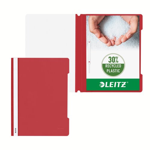 Leitz Standard Plastic Data Files 30% pre-consumer recycled plastic Red, Front Flat Bar Mechanism A4 Red - Outer carton of 25