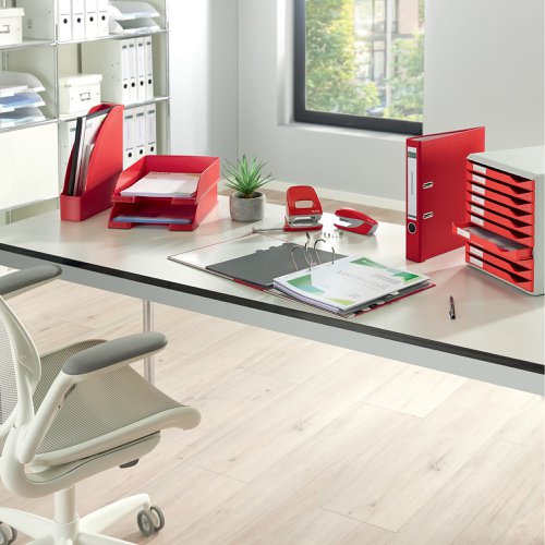 Leitz Standard Plastic Data Files 30% pre-consumer recycled plastic Red, Front Flat Bar Mechanism A4 Red - Outer carton of 25