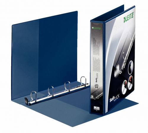 Leitz SoftClick 4 Ring Binder, Holds up to 280 Sheets, 51 mm Spine, A4, Blue - Outer carton of 6