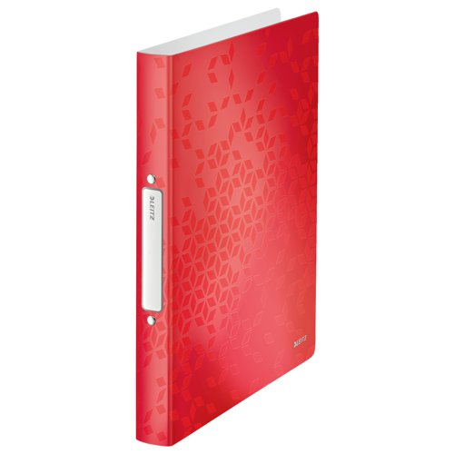 Leitz WOW Ring Binder. Polypropylene. 25 mm, 2 Round Ring mechanism. A4. Red - Outer carton of 10