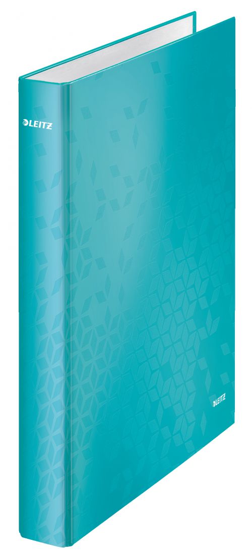 Leitz WOW Ring Binder Laminated Paper on Board 2 D-Ring A4 25mm Rings Ice Blue (Pack 10) 42410051