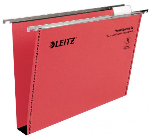 Leitz Ultimate Clenched Bar Foolscap Suspension File Card 30mm Red (Pack 50) 17450025