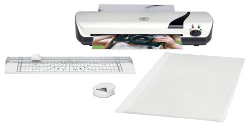 This 4-in-1 A4 laminator set combines the perfect tools for everyday laminating and crafting - ideal for home or education environments.The set includes a lightweight and compact GBC Inspire+ A4 laminator machine, 1x corner rounder to trim sharp edges, 1x paper trimmer to cut documents to the desired size and a starter pack of 5x A4 laminating pouches (2 x 75 micron).The Inspire+ paper laminator is simple to operate via a single switch and has a quick 4-minute warm-up time. You can laminate up to 2x125 micron pouches to give your documents a professional and perfect finish, every time. This GBC laminator also has a cold lamination mode for your heat-sensitive materials.Get creative and crafty in an instant - imagination is all you need!Colour: WhiteLaminator dimensions (WxDxH): 350 x 130 x 60 mmTrimmer dimensions (WxDxH): 352 x 95 x 24 mm. Trims up to 5x sheets at a time.
