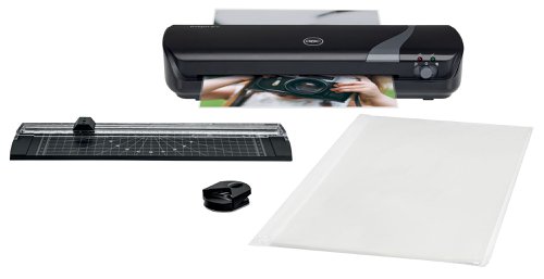 This 4-in-1 A4 laminator set combines the perfect tools for everyday laminating and crafting - ideal for home or education environments.The set includes a lightweight and compact GBC Inspire+ A4 laminator machine, 1x corner rounder to trim sharp edges, 1x paper trimmer to cut documents to the desired size and a starter pack of 5x A4 laminating pouches (2 x 75 micron).The Inspire+ paper laminator is simple to operate via a single switch and has a quick 4-minute warm-up time. You can laminate up to 2x125 micron pouches to give your documents a professional and perfect finish, every time. This GBC laminator also has a cold lamination mode for your heat-sensitive materials.Get creative and crafty in an instant - imagination is all you need!Colour: BlackLaminator dimensions (WxDxH): 350 x 130 x 60 mmTrimmer dimensions (WxDxH): 352 x 95 x 24 mm. Trims up to 5x sheets at a time.