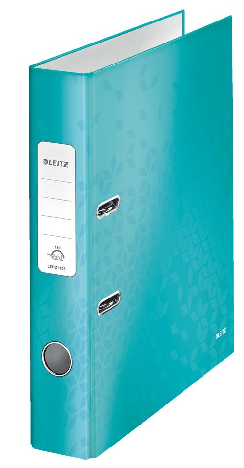 Leitz 180 WOW Lever Arch File Laminated Paper on Board A4 50mm Spine Width Ice Blue (Pack 10) 10060051  77526AC