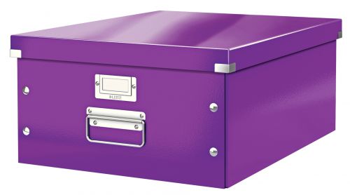 Leitz WOW Click & Store Large Storage Box.  With metal handles. Purple.