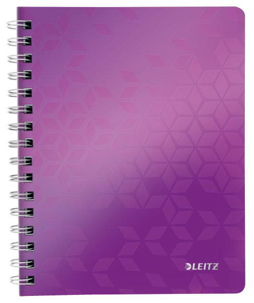 Leitz WOW Notebook A5 ruled; wirebound with Polypropylene cover 80 sheets. Purple - Outer carton of 6