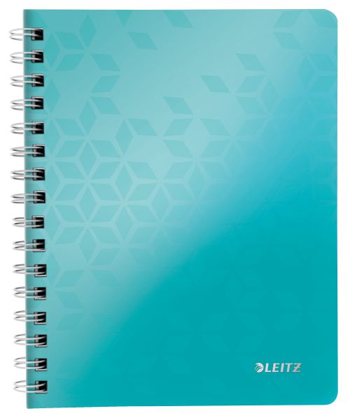 Leitz WOW Notebook A5 ruled; wirebound with Polypropylene cover 80 sheets. Ice Blue - Outer carton of 6