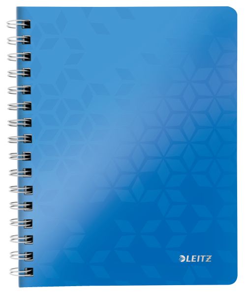 Leitz WOW Notebook A5 ruled; wirebound with Polypropylene cover 80 sheets. Blue - Outer carton of 6