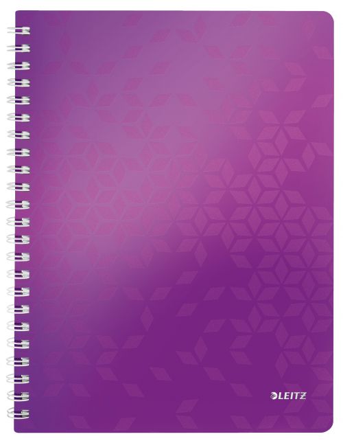 Leitz WOW Notebook A4 ruled; wirebound with Polypropylene cover 80 sheets. Purple - Outer carton of 6