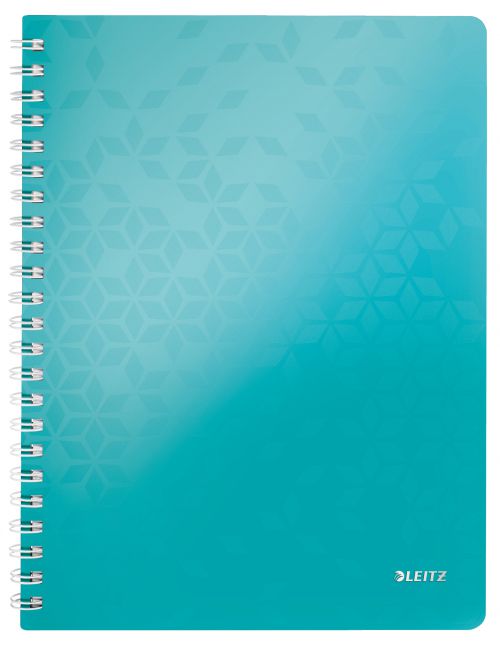 Leitz WOW Notebook A4 ruled; wirebound with Polypropylene cover 80 sheets. Ice Blue - Outer carton of 6
