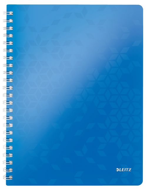 Leitz WOW Notebook A4 ruled; wirebound with Polypropylene cover 80 sheets. Blue - Outer carton of 6