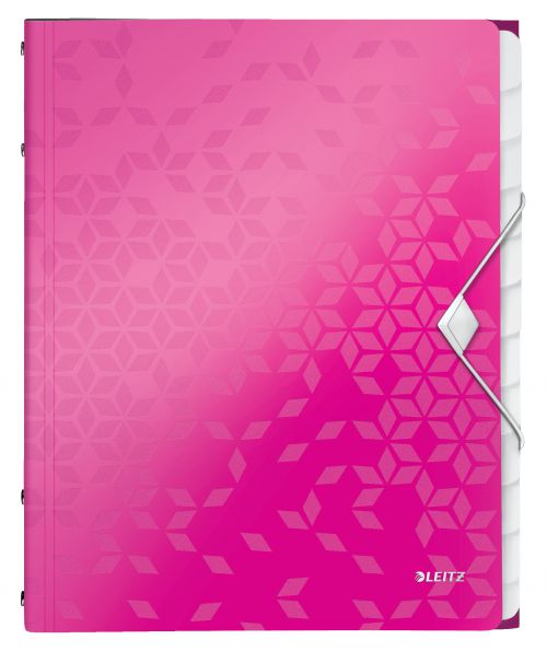 Leitz WOW Divider Book A4 Polypropylene 12 Tabs Pink Metallic