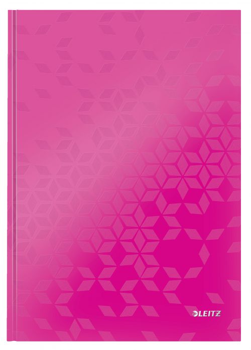 Leitz WOW Hard Cover Notebook; A4; squared; pink - Outer carton of 6