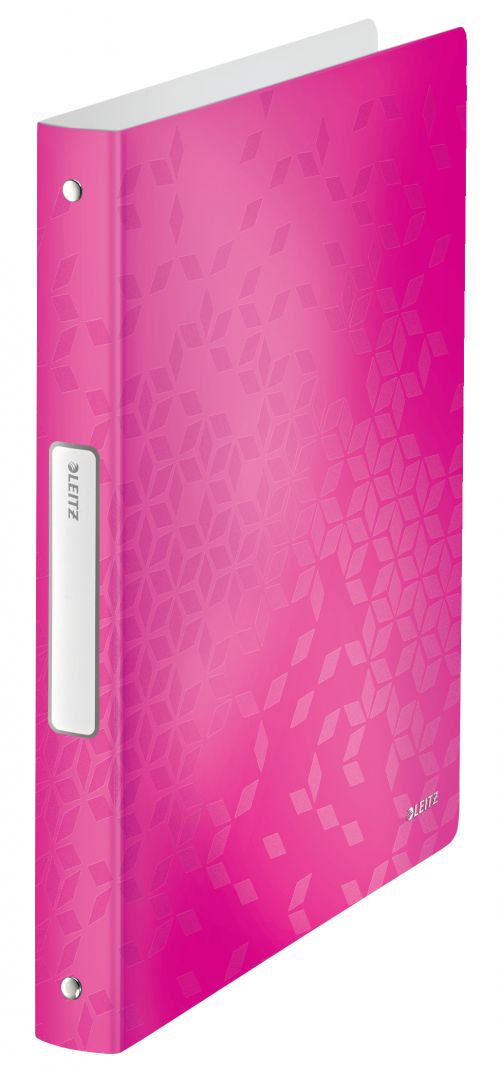 Leitz WOW Ring Binder Polypropylene 4 O-Ring A4 25mm Rings Pink Metallic (Pack 10)
