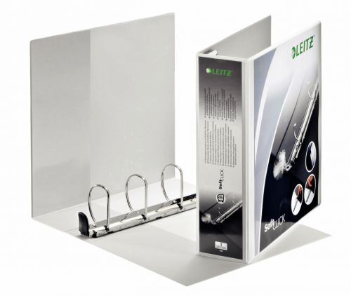 Leitz SoftClick 4 Ring Binder, Holds up to 580 Sheets, 86 mm Spine, A4, White - Outer carton of 4