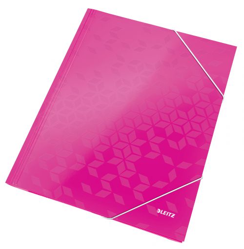 Leitz WOW 3 Flap Folder A4 250 Sheet Capacity Pink - Outer carton of 10