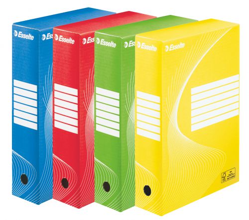 Esselte Standard Archiving Box, 80mm - Assorted Colours (4) - Outer carton of 25