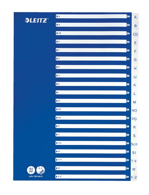 Leitz Polypropylene Dividers A to Z, A4 - White/Blue - Outer carton of 10