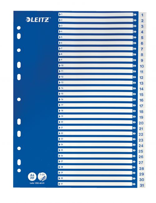 Leitz Register Book 1 to 31, A4 - White/Blue - Outer carton of 10