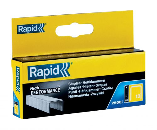 Rapid No13 Finewire Staples Galvanized 6mm (Box 2,500) - Outer carton of 10