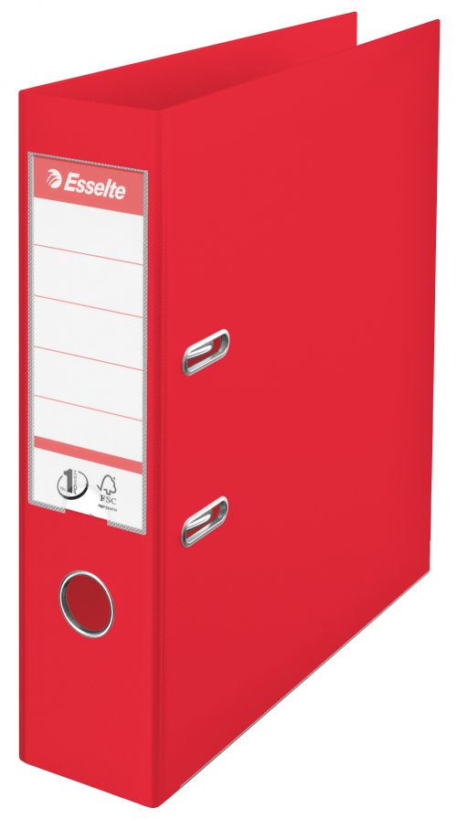 Esselte VIVIDA A4 7.50mm Spine Plastic Lever Arch File - Red - Outer carton of 10
