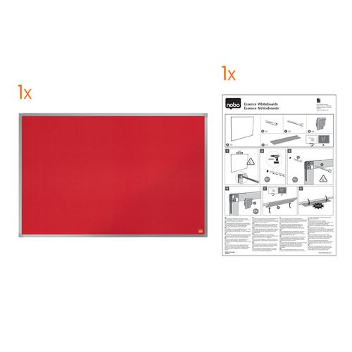 Nobo Essence Felt Notice Board 1200 x 900mm Red 1904067
