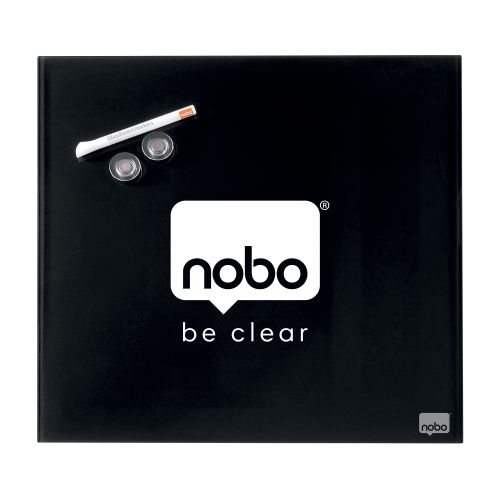 Nobo Magnetic Glass Whiteboard Tile 450x450mm Black 1903951