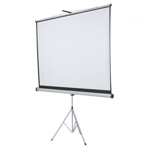 Flexible tripod projector screens. The brilliant matt white surface with black border provides a sharp, detailed image that can be easily viewed by everyone in the audience. The screen can be easily retracted into its housing to protect from damage. 2000x1310 mm.
