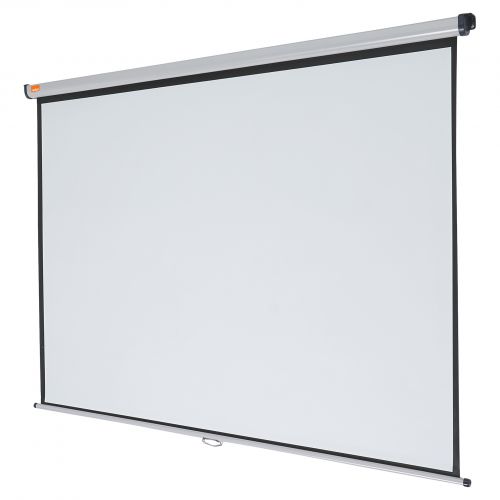 77071AC | The brilliant matt white surface of this screen provides a sharp, detailed image that can be easily viewed by everyone in the audience. The screen can be easily retracted into its housing to protect from damage or to store when not in use. With the optional extension brackets, the screen can be mounted over a whiteboard or tilted towards the audience. 1750x1090mm.