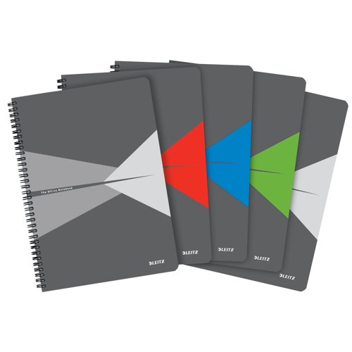 Leitz Notebook Office PP A4 Ruled Assorted - Outer Carton of 5