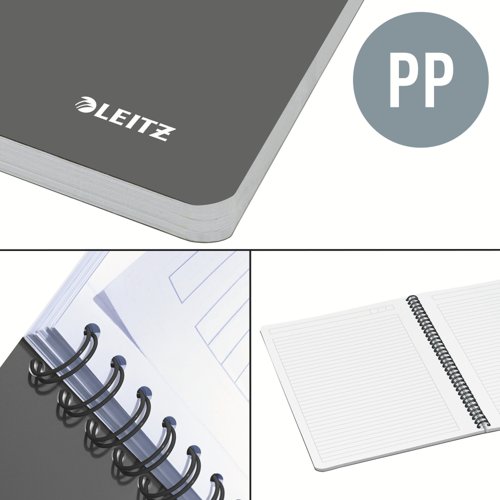Leitz Notebook Office PP A5 Ruled Grey - Outer Carton of 5