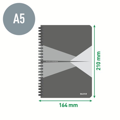 Leitz Notebook Office PP A5 Ruled Grey - Outer Carton of 5