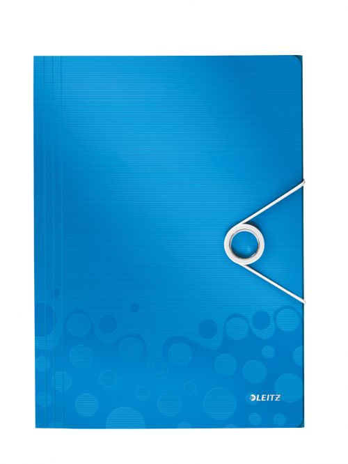Leitz WOW 3 Flap Folder A4 Polypropylene 150 Sheet Capacity Blue Metallic - Outer carton of 10