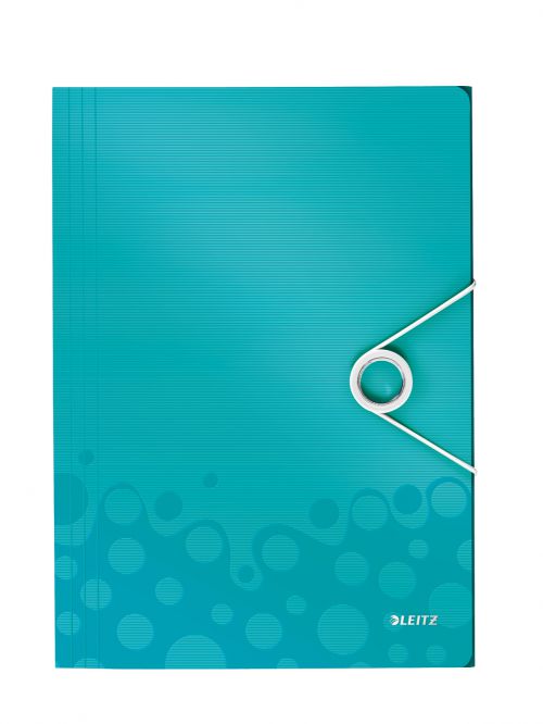 Leitz WOW 3 Flap Folder A4 Polypropylene 150 Sheet Capacity Ice Blue - Outer carton of 10