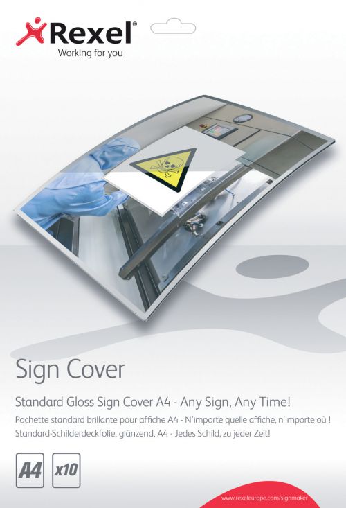 Rexel Standard Gloss Sign Covers A4 (Pack 10)