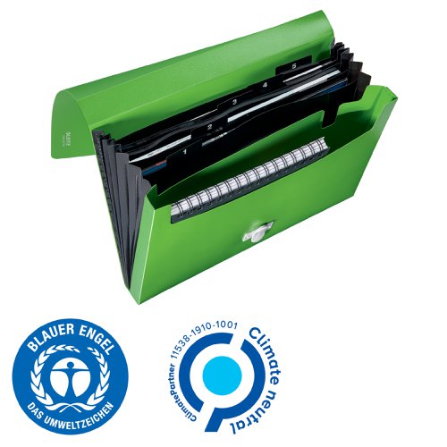 Leitz Recycle Expanding Concertina Project File A4 PP Green (Pack of 5) 46240055