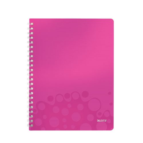 Leitz WOW Notebook A4 ruled, wirebound with Polypropylene cover 80 sheets. Pink - Outer carton of 6