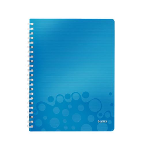 Leitz WOW Notebook A4 ruled, wirebound with Polypropylene cover 80 sheets. Blue - Outer carton of 6