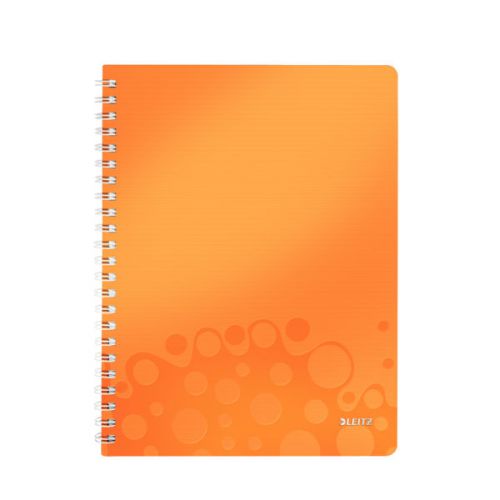 Leitz WOW Notebook A4 Wire Bound Polypropylene Ruled 80 Sheets Orange Metallic