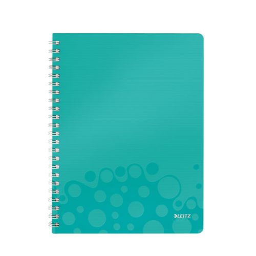 Leitz WOW Notebook A4 ruled, wirebound with Polypropylene cover 80 sheets. Ice Blue - Outer carton of 6