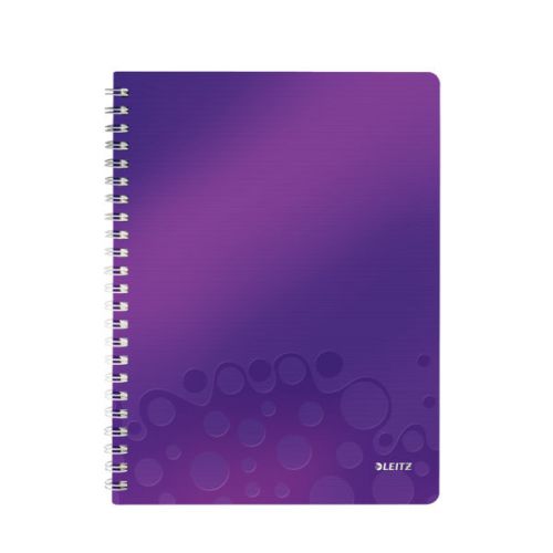 Leitz WOW Notebook A4 ruled, wirebound with Polypropylene cover 80 sheets. Purple - Outer carton of 6
