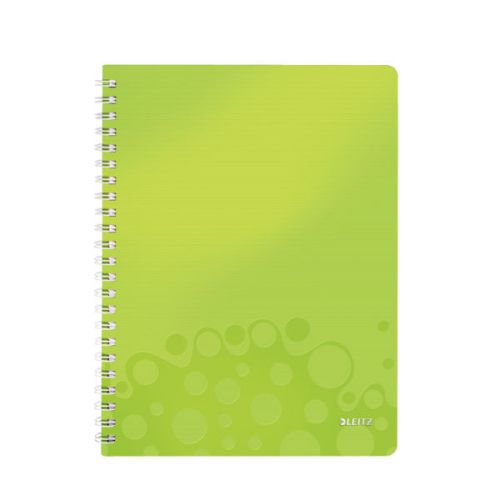 Leitz WOW Notebook A4 Wire Bound Polypropylene Ruled 80 Sheets Green Metallic