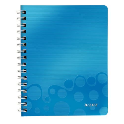 Leitz WOW Notebook A5 ruled, wirebound with Polypropylene cover 80 sheets. Blue - Outer carton of 6